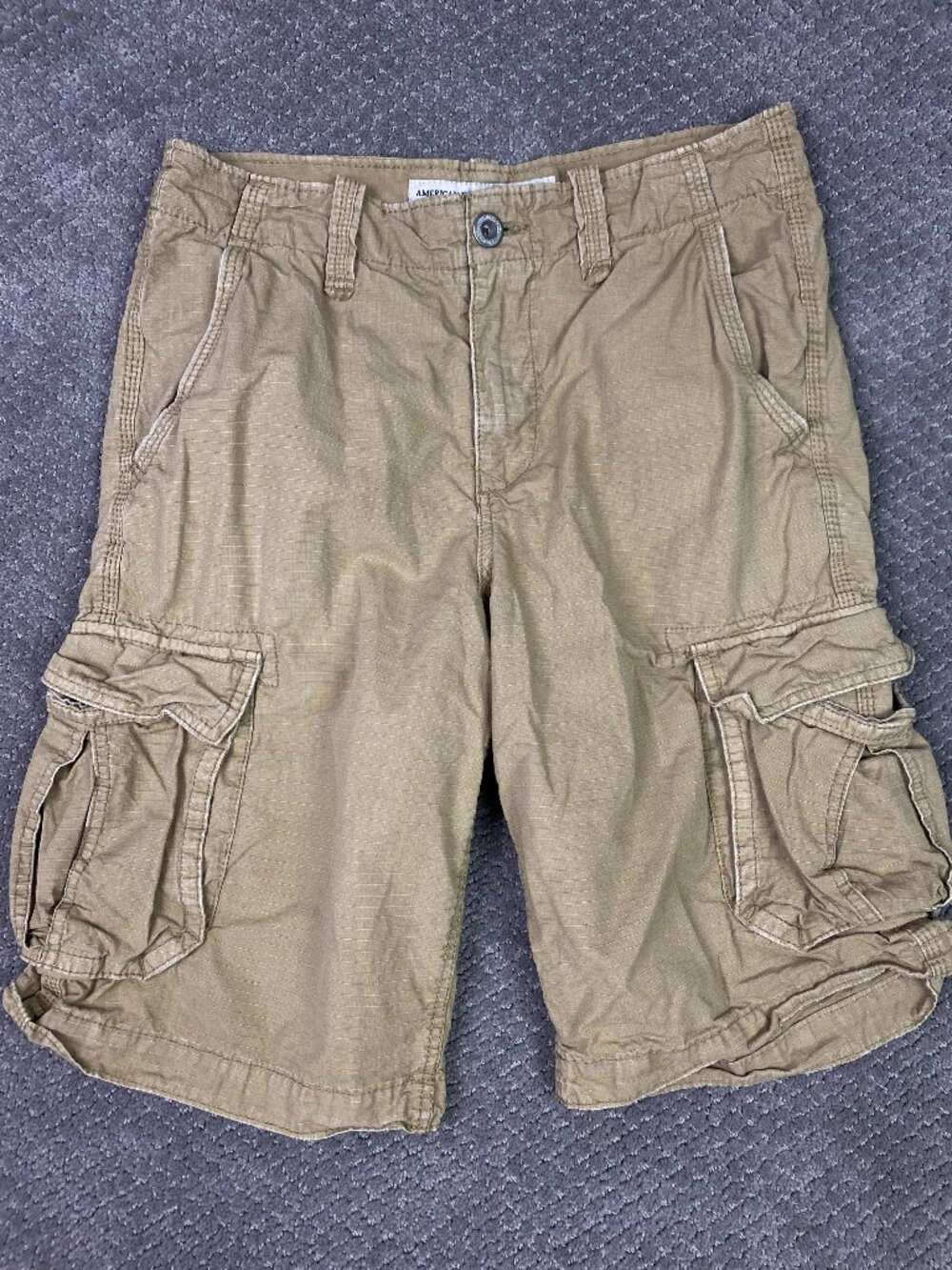 American Eagle Longboard Cargo Shorts Mens 30 Khaki Tan Utility 12"
